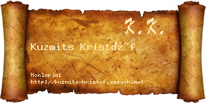 Kuzmits Kristóf névjegykártya